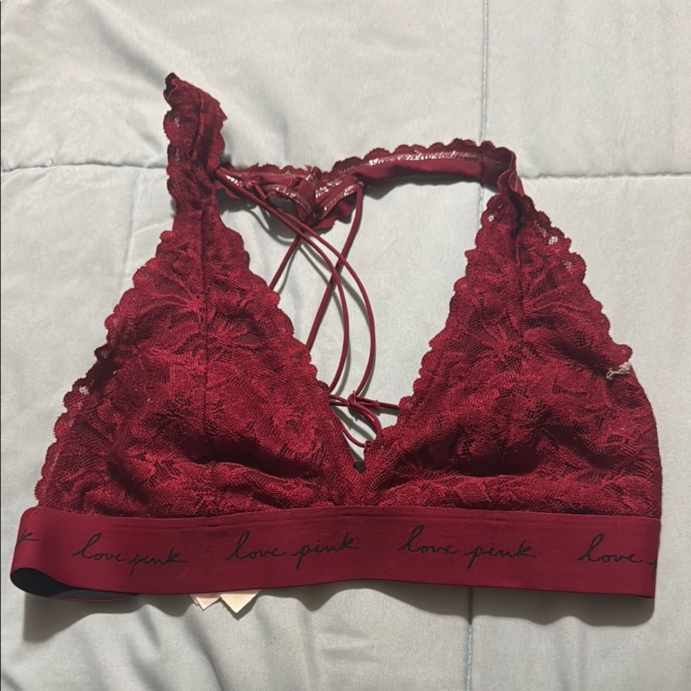 PINK Victoria's Secret Lace Bralette - Red